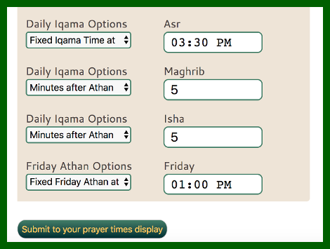 Control calculation method for Athan or upload your own